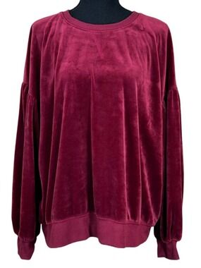 Gilligan & O'Malley Sleepwear Burgundy Velour Long Sleeve Sweatshirt Size XL